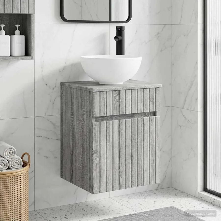 Meuble de lavabo mural Sonoma gris 39 x 41 x 64,5 cm