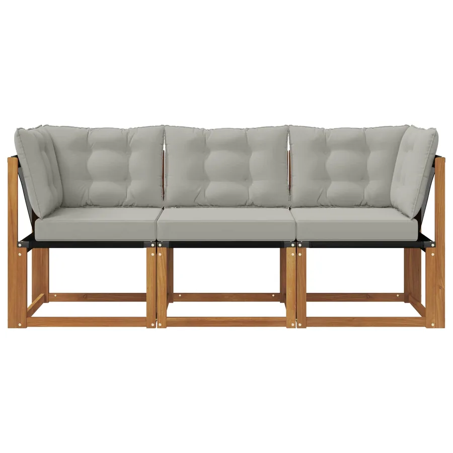 Canapé d’extérieur milieu et coin avec coussin 3 Pièce Naturel - 5