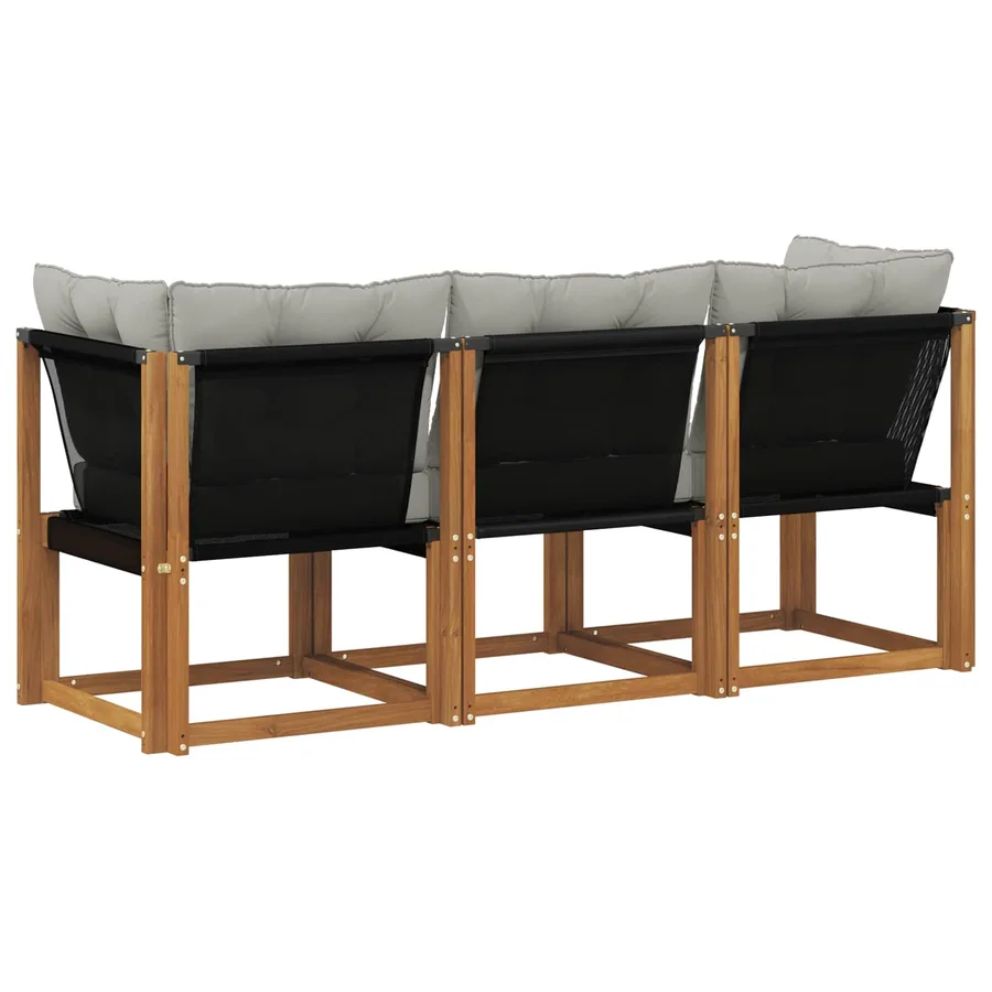 Canapé d’extérieur milieu et coin avec coussin 3 Pièce Naturel - 7