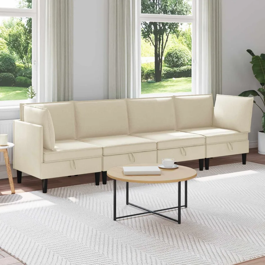 Ensemble de meubles pour le salon 4 pcs Crème Tissu