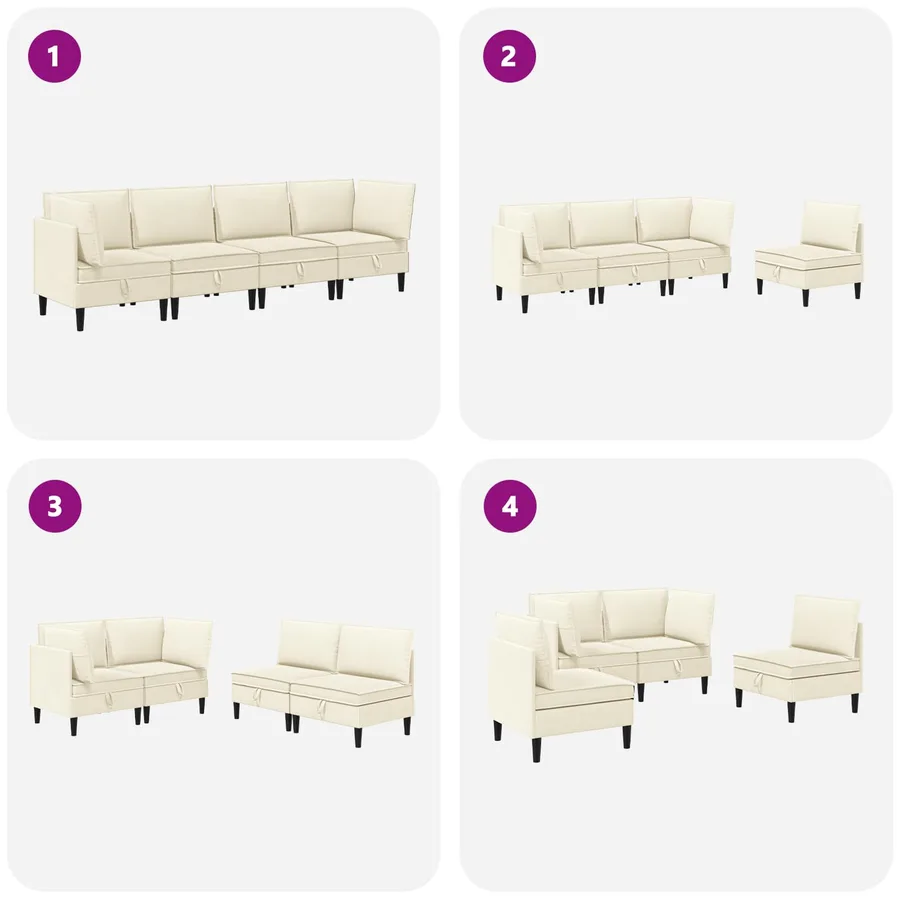 Ensemble de meubles pour le salon 4 pcs Crème Tissu - 10