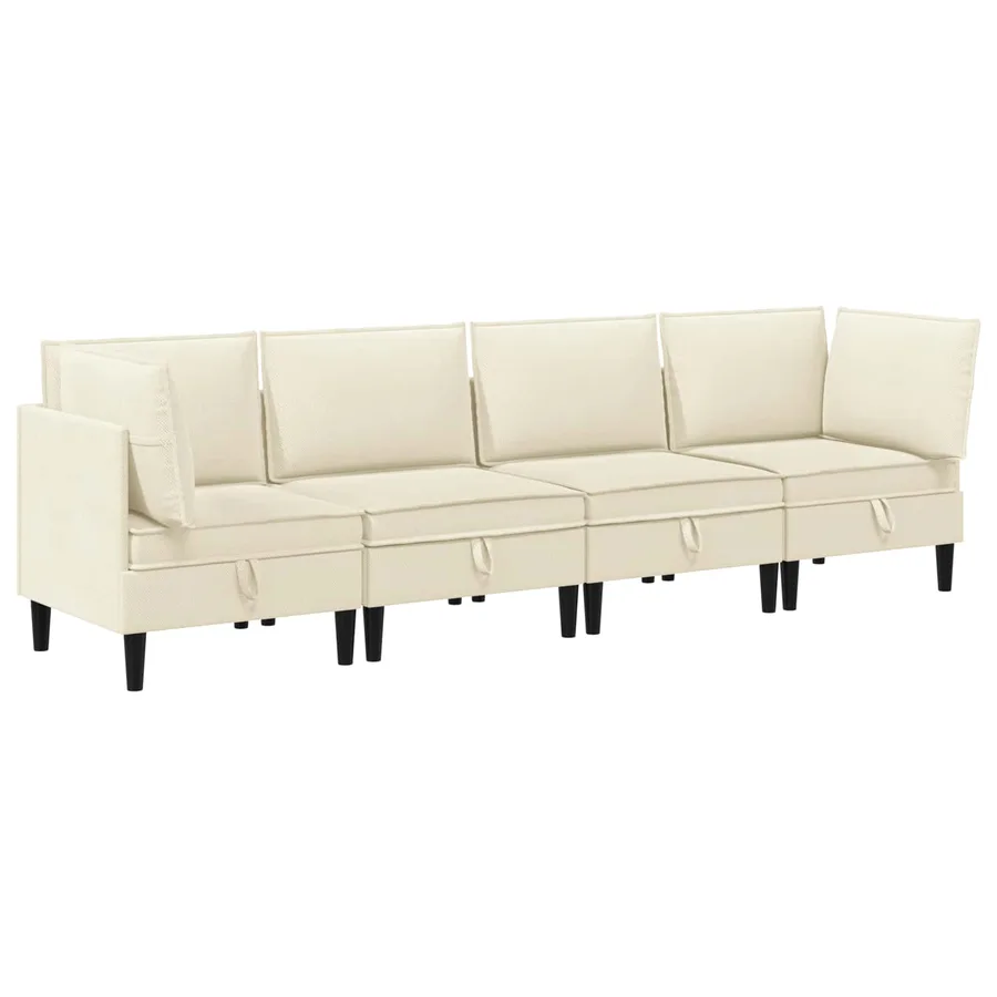 Ensemble de meubles pour le salon 4 pcs Crème Tissu - 2