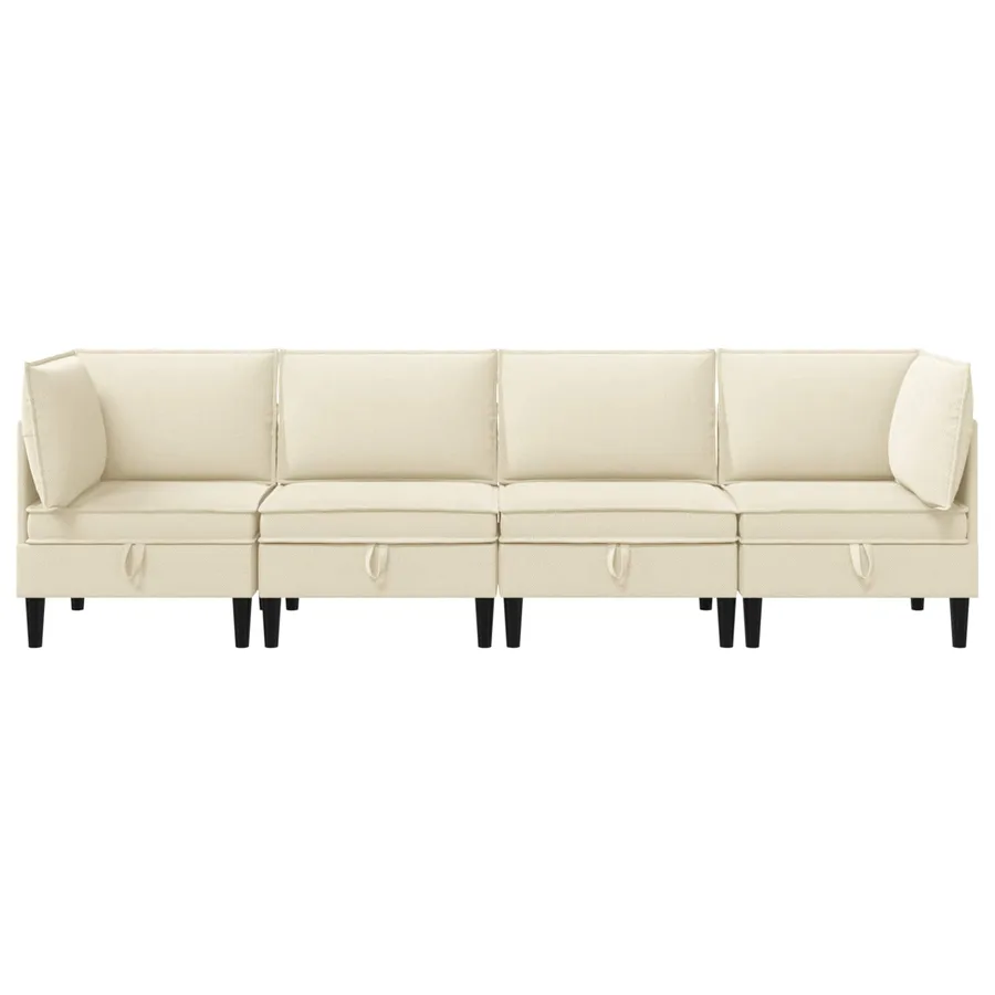 Ensemble de meubles pour le salon 4 pcs Crème Tissu - 7