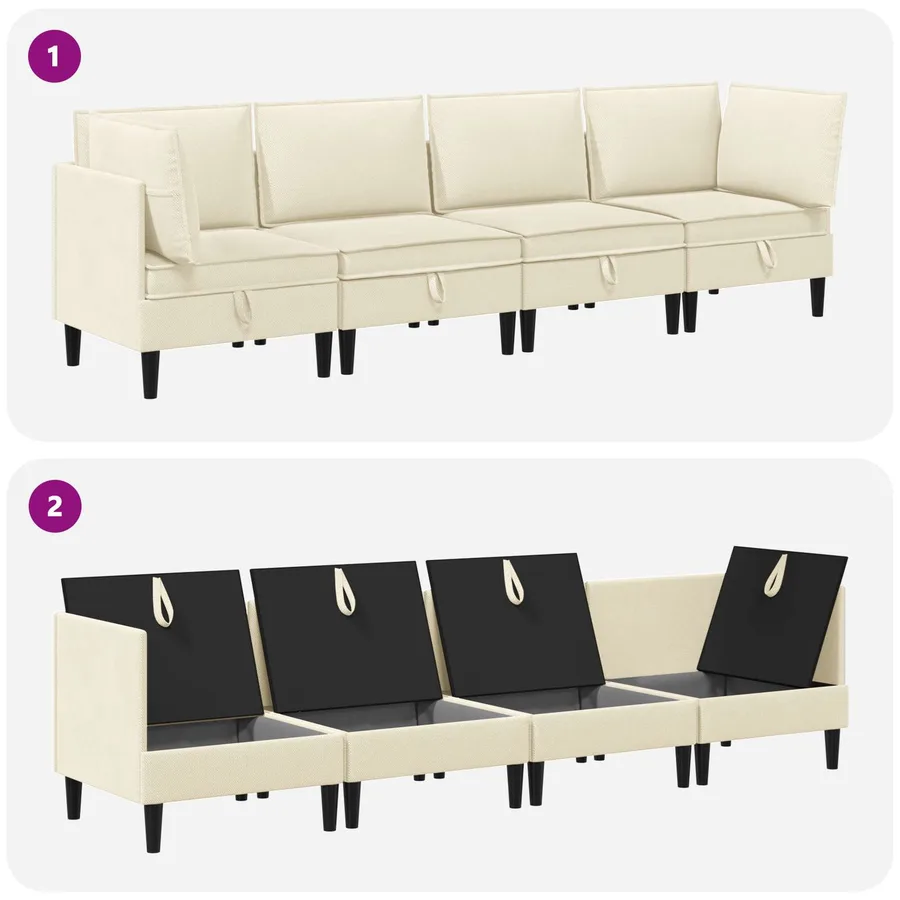 Ensemble de meubles pour le salon 4 pcs Crème Tissu - 9
