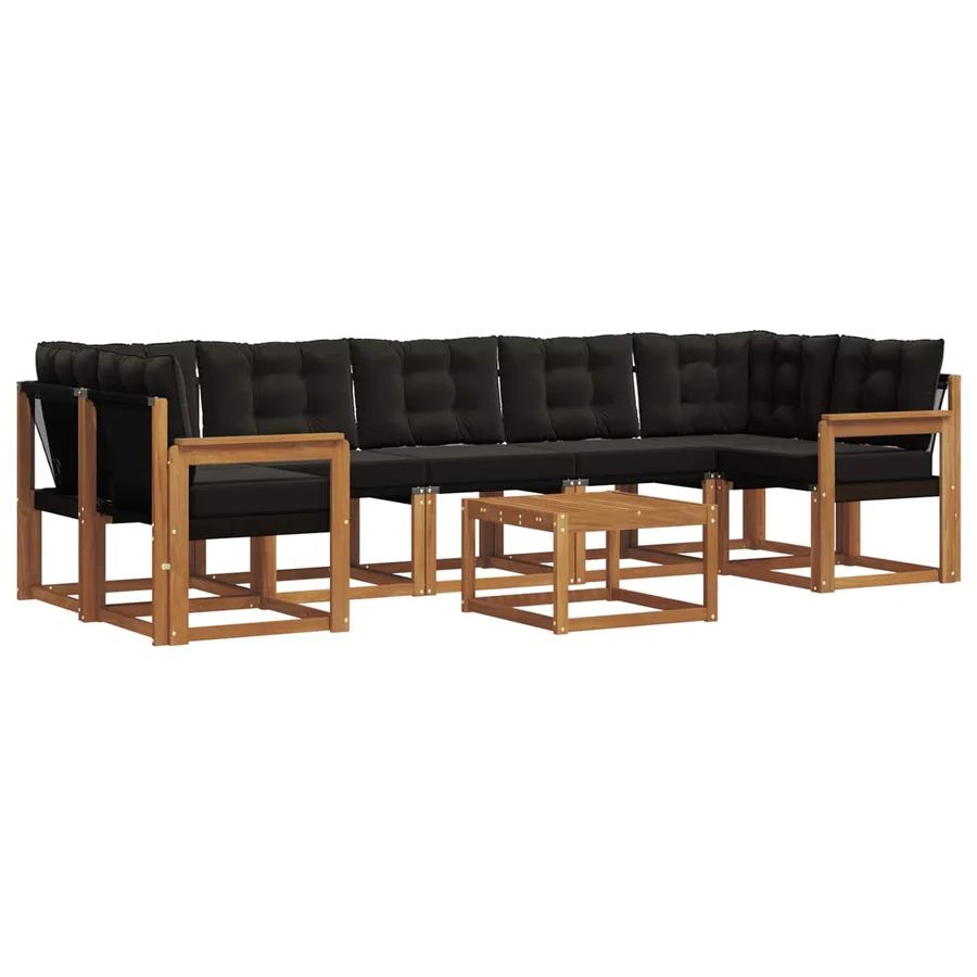 Ensemble de canapés d'extérieur 8 pcs Naturel et Noir - 2