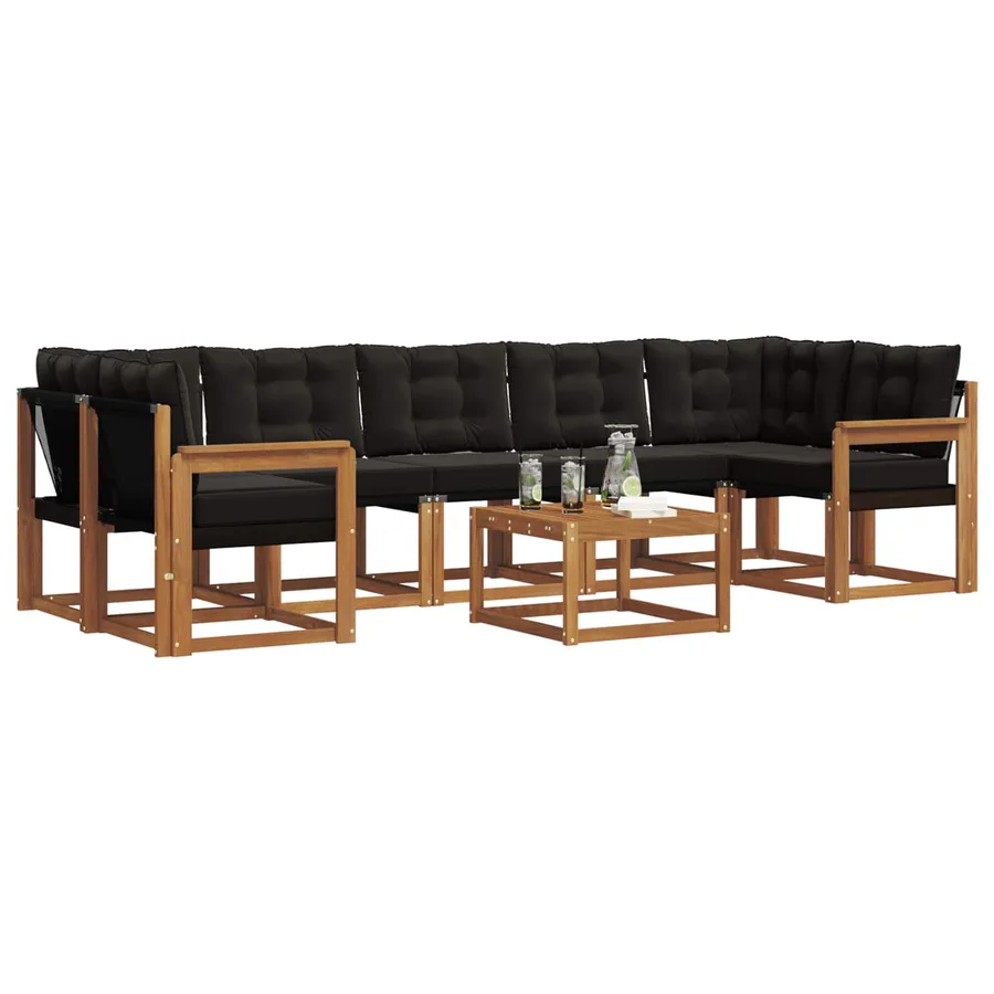 Ensemble de canapés d'extérieur 8 pcs Naturel et Noir - 3