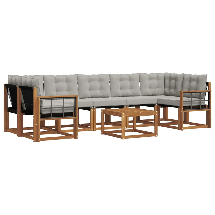 Ensemble de canapés d'extérieur 8 pcs Gris Naturel et Clair - 2