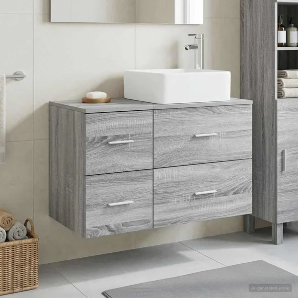 Ensemble de mobilier de salle de bain 2 pcs Sonoma gris