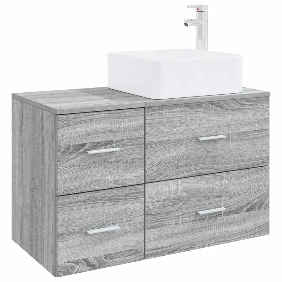 Ensemble de mobilier de salle de bain 2 pcs Sonoma gris - 2