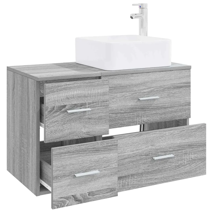 Ensemble de mobilier de salle de bain 2 pcs Sonoma gris - 3