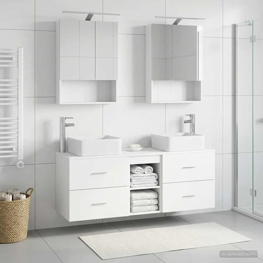 Ensemble de mobilier de salle de bain 5 pcs Blanc