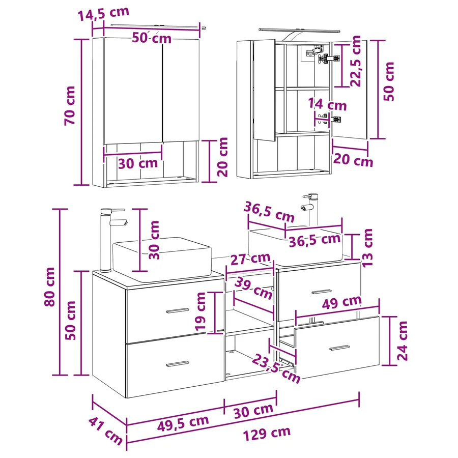 Ensemble de mobilier de salle de bain 5 pcs Blanc - 14
