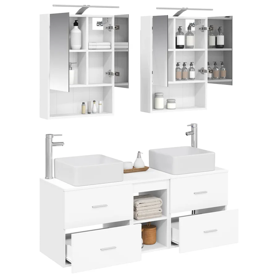 Ensemble de mobilier de salle de bain 5 pcs Blanc - 3