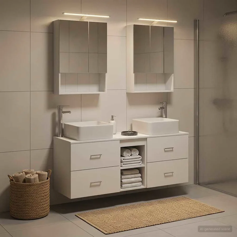 Ensemble de mobilier de salle de bain 5 pcs Blanc - 4