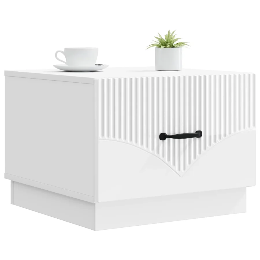 Table basse Blanc brillant 49 x 50 x 37 cm Bois d'ingénierie - 3