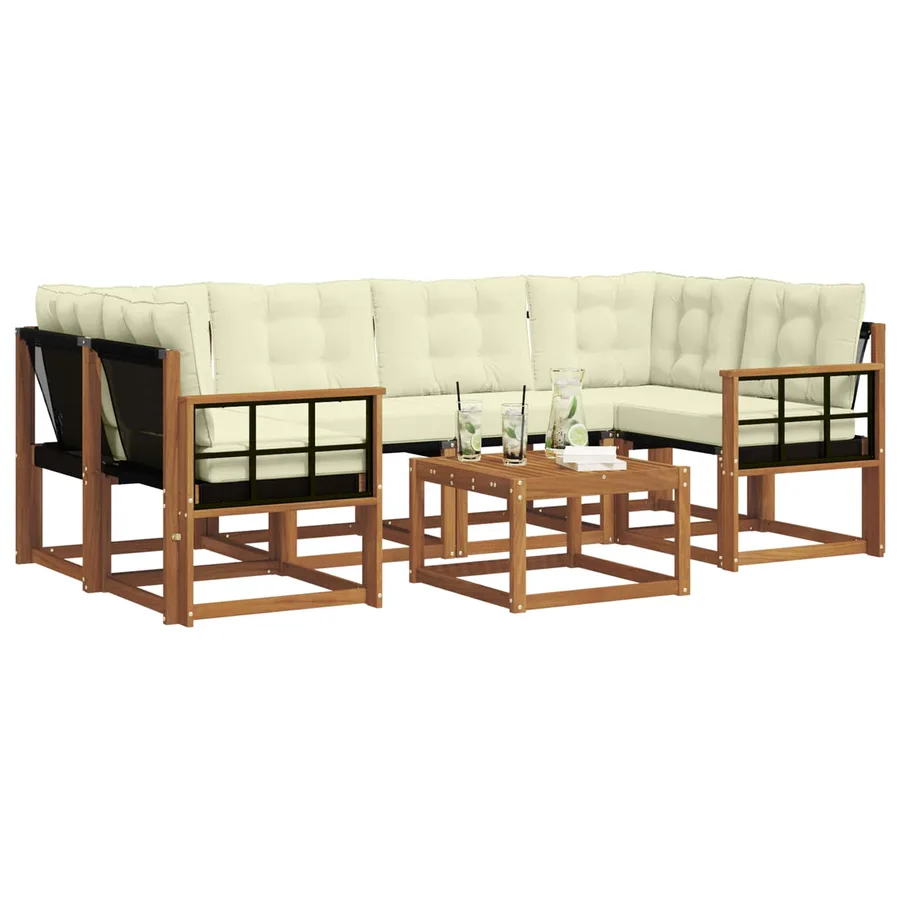 Ensemble de canapés d'extérieur 7 pcs Naturel et Crème - 3