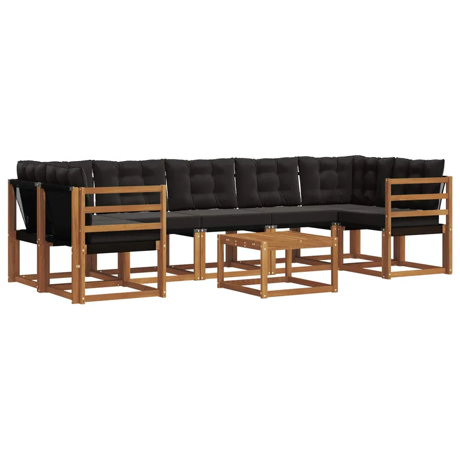 Ensemble de canapés d'extérieur 8 pcs Naturel et Noir - 2