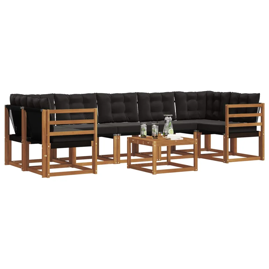Ensemble de canapés d'extérieur 8 pcs Naturel et Noir - 3
