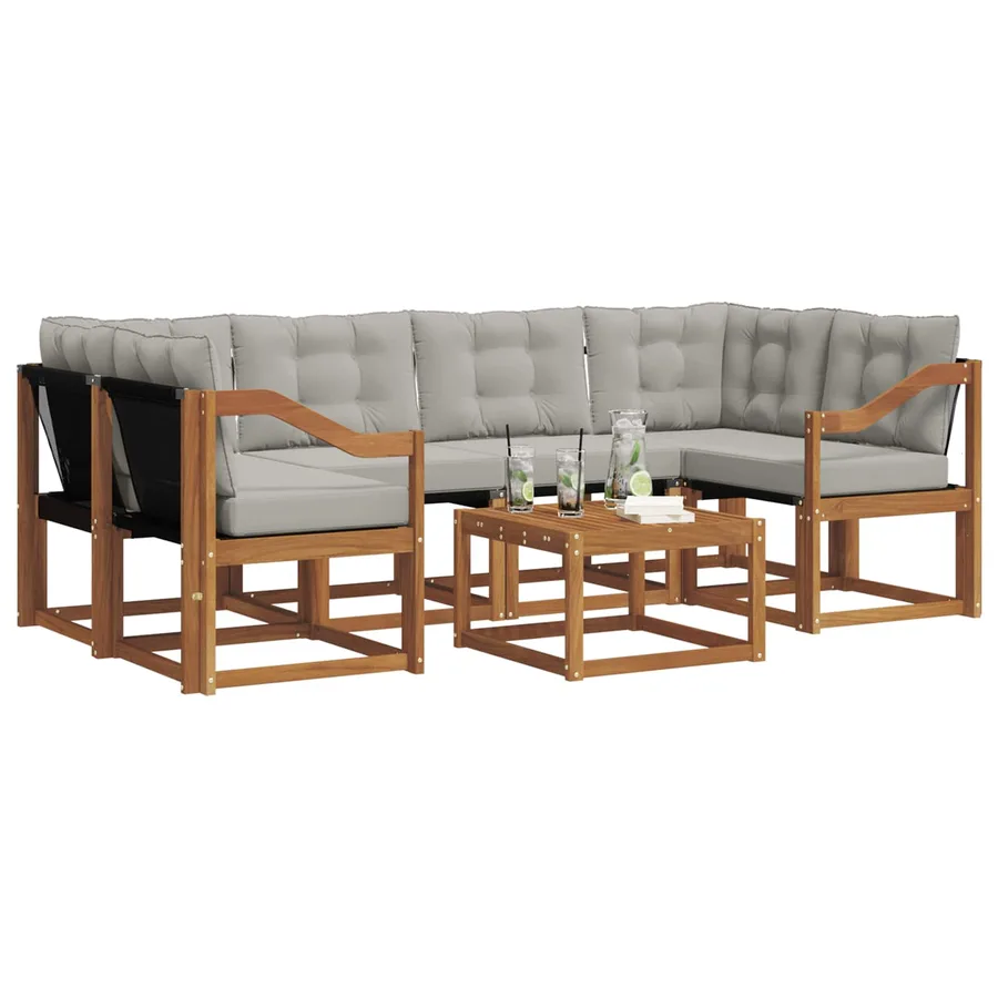 Ensemble de canapés d'extérieur 7 pcs Gris Naturel et Clair - 3