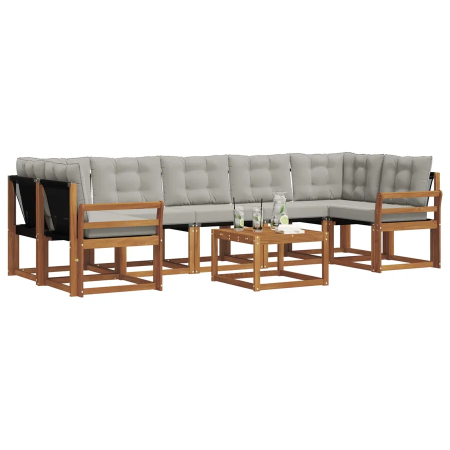 Ensemble de canapés d'extérieur 8 pcs Gris Naturel et Clair - 3
