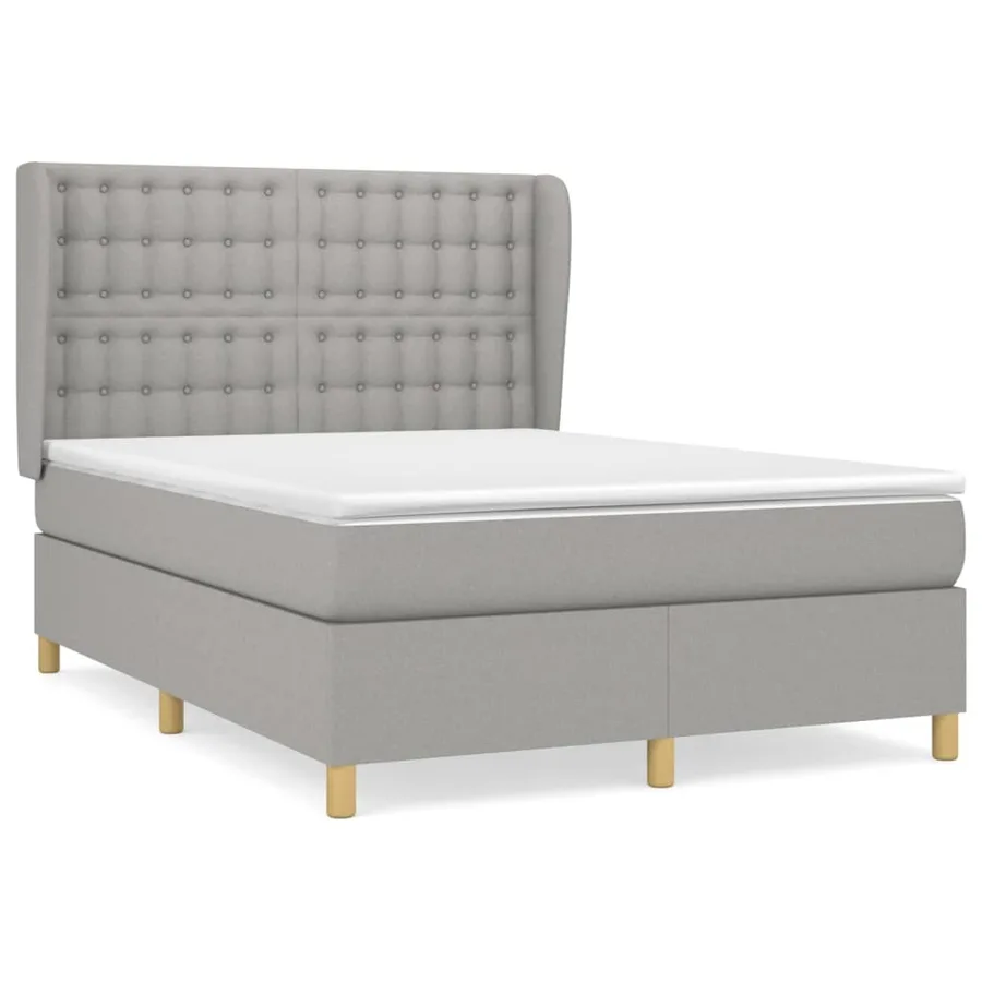 Sommier à lattes de lit avec matelas Gris clair 140x200cm Tissu - 2