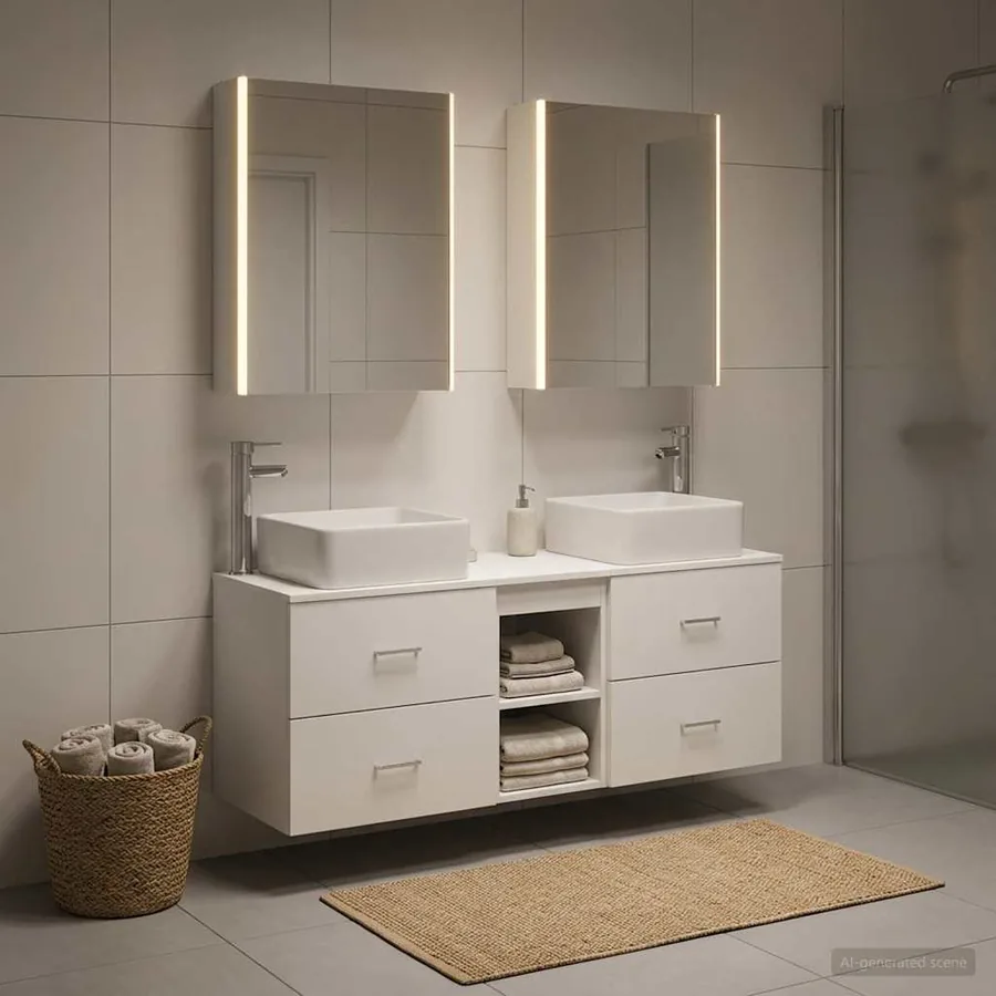 Ensemble de mobilier de salle de bain 5 pcs Blanc