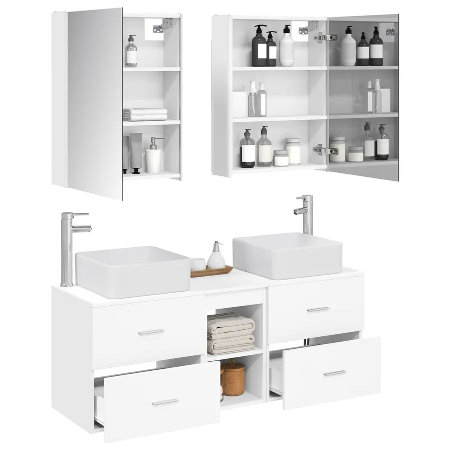 Ensemble de mobilier de salle de bain 5 pcs Blanc - 3