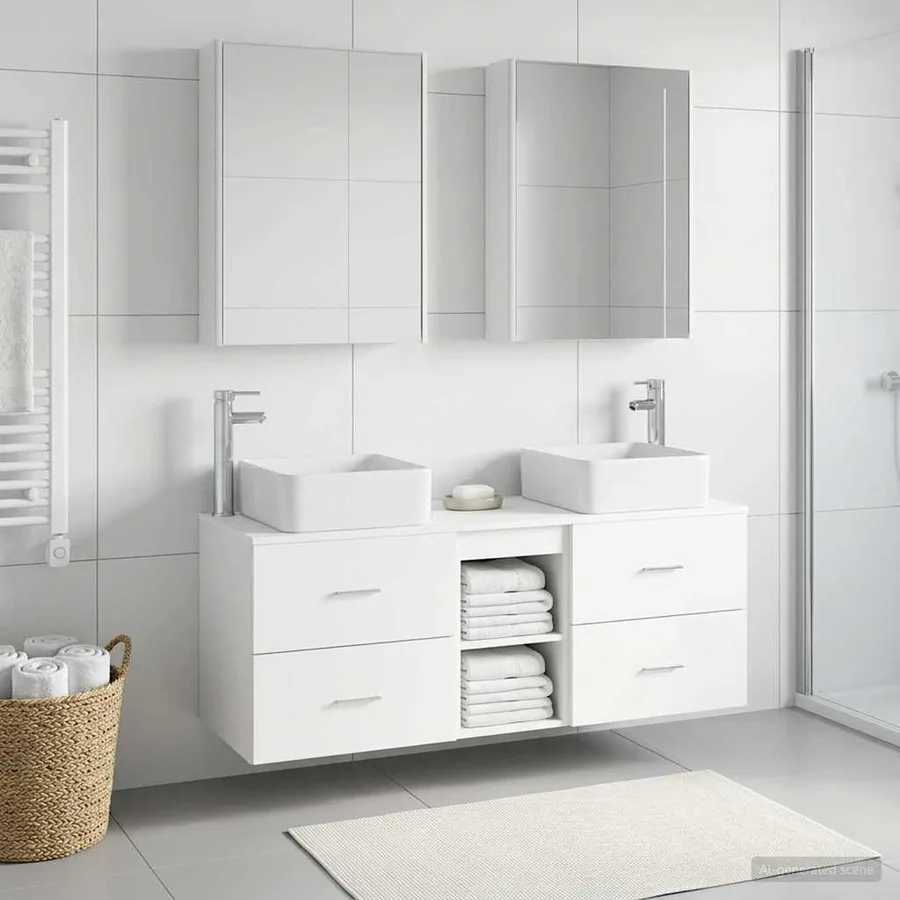 Ensemble de mobilier de salle de bain 5 pcs Blanc - 4
