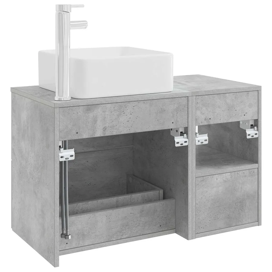 Ensemble de mobilier de salle de bain 2 pcs Gris béton - 6