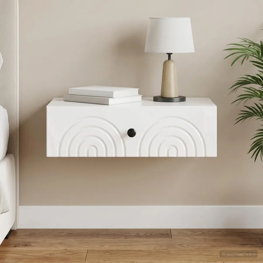 Table d'appoint murale Blanc brillant 59 x 34,5 x 17 cm
