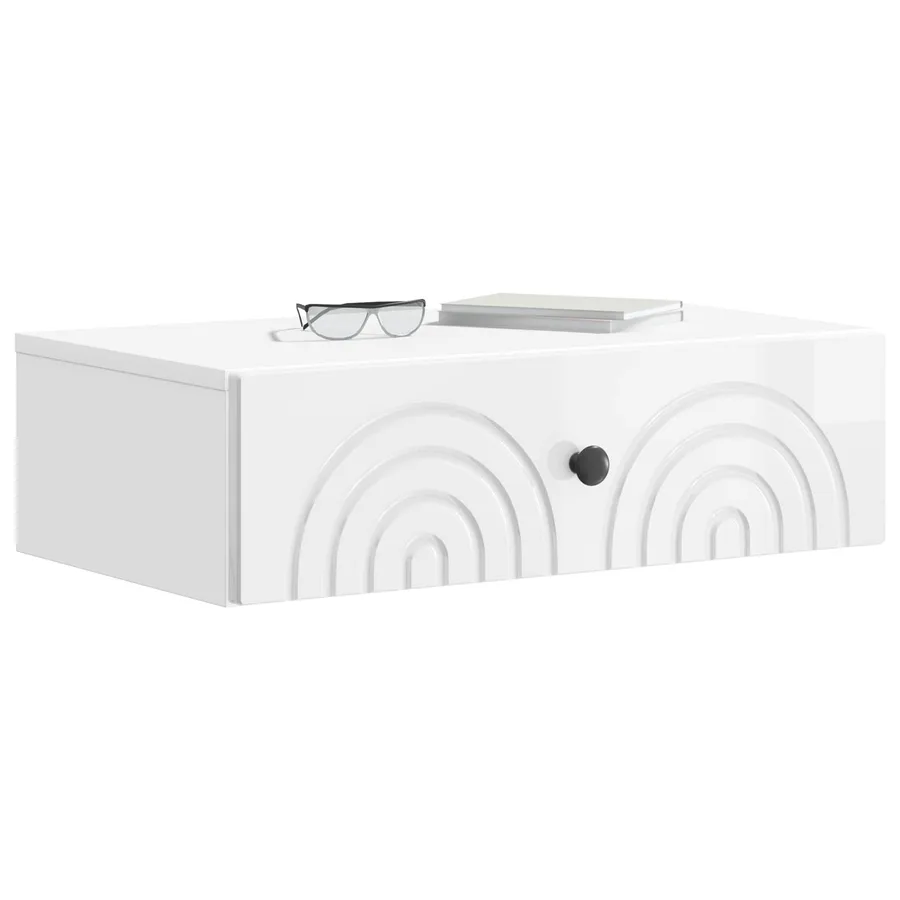 Table d'appoint murale Blanc brillant 59 x 34,5 x 17 cm - 3