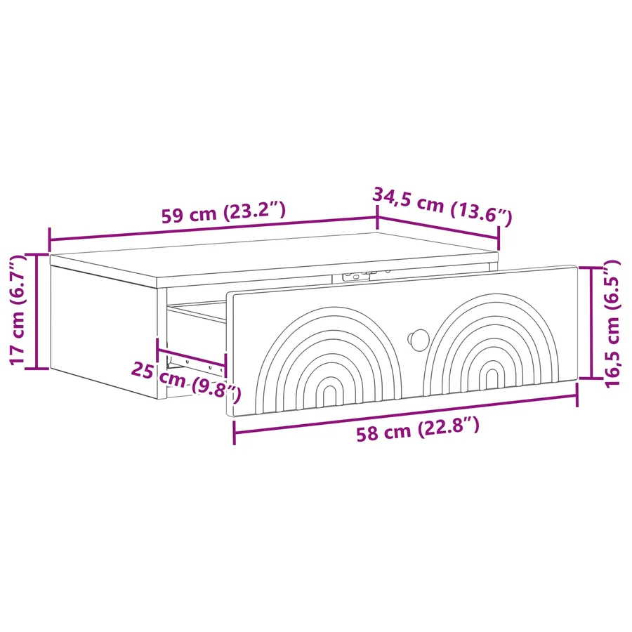 Table d'appoint murale Blanc brillant 59 x 34,5 x 17 cm - 8