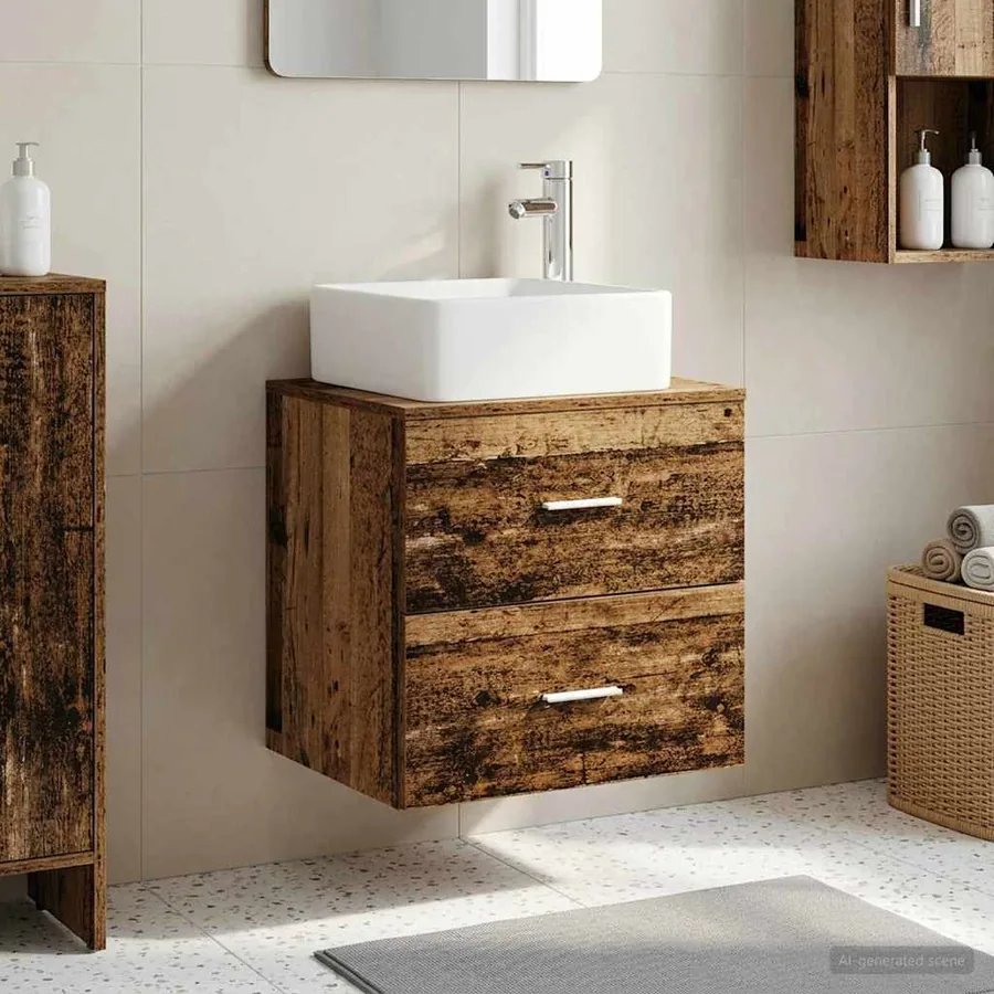 Vanité de lavabo mural Bois ancien 49,5 x 41 x 63 cm