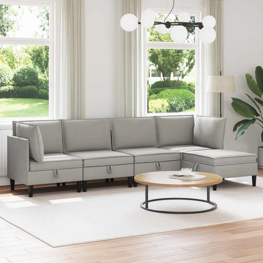 Ensemble de meubles pour le salon 5 pcs Gris clair Tissu