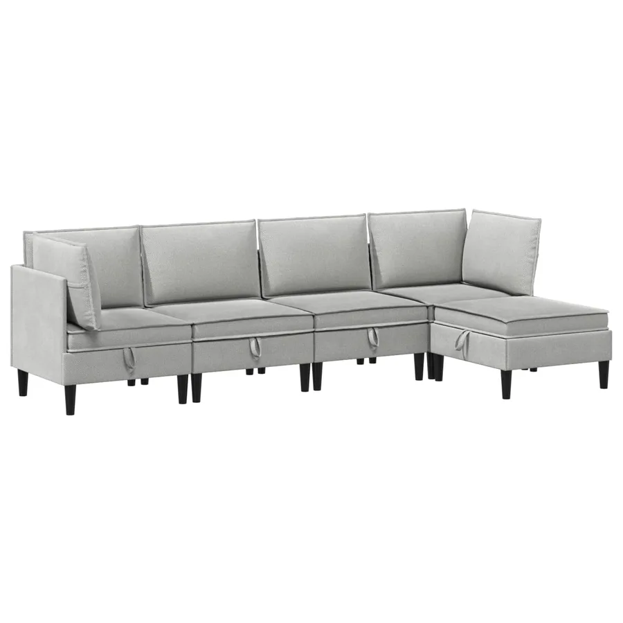 Ensemble de meubles pour le salon 5 pcs Gris clair Tissu - 2