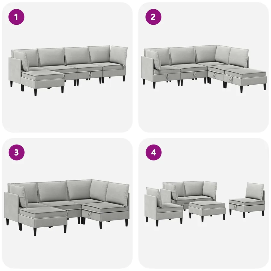 Ensemble de meubles pour le salon 5 pcs Gris clair Tissu - 9