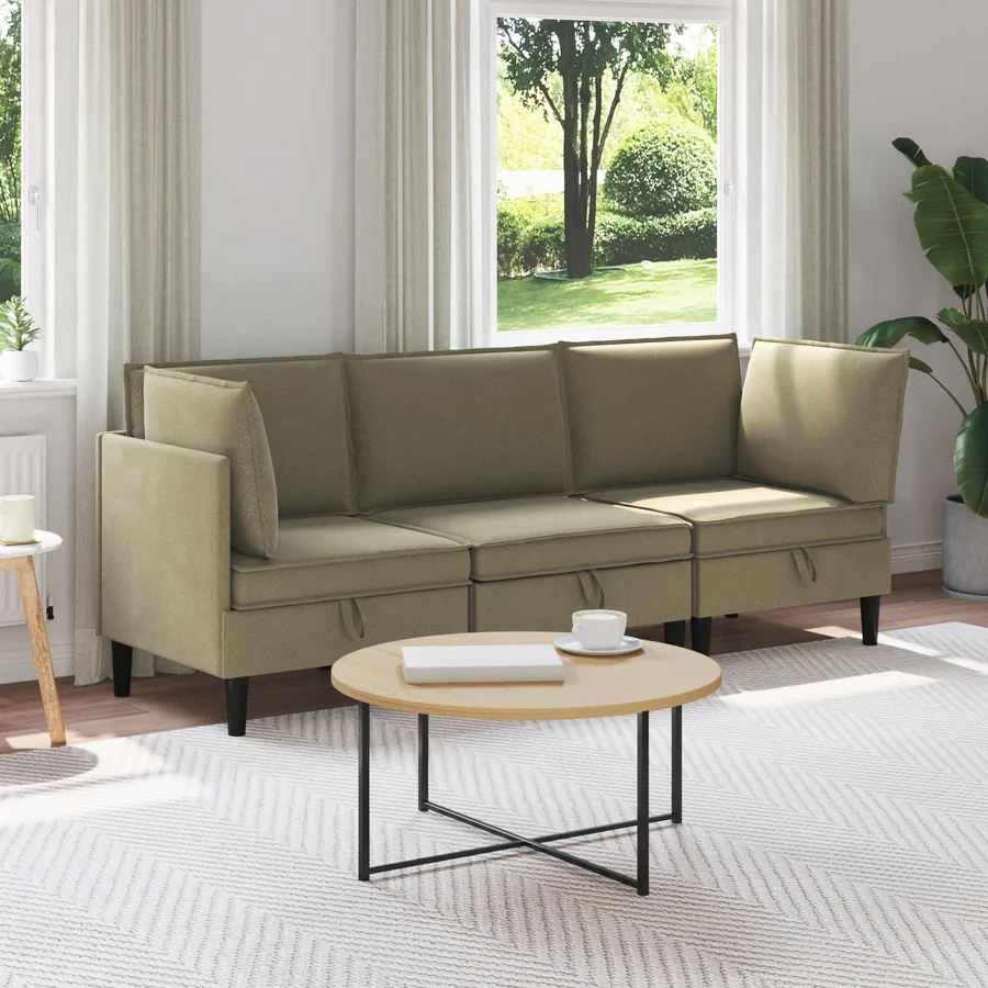 Ensemble de meubles pour le salon 3 pcs Kaki Tissu