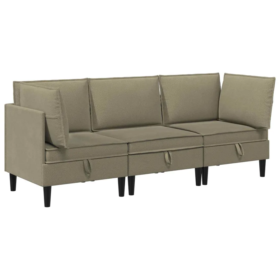 Ensemble de meubles pour le salon 3 pcs Kaki Tissu - 2