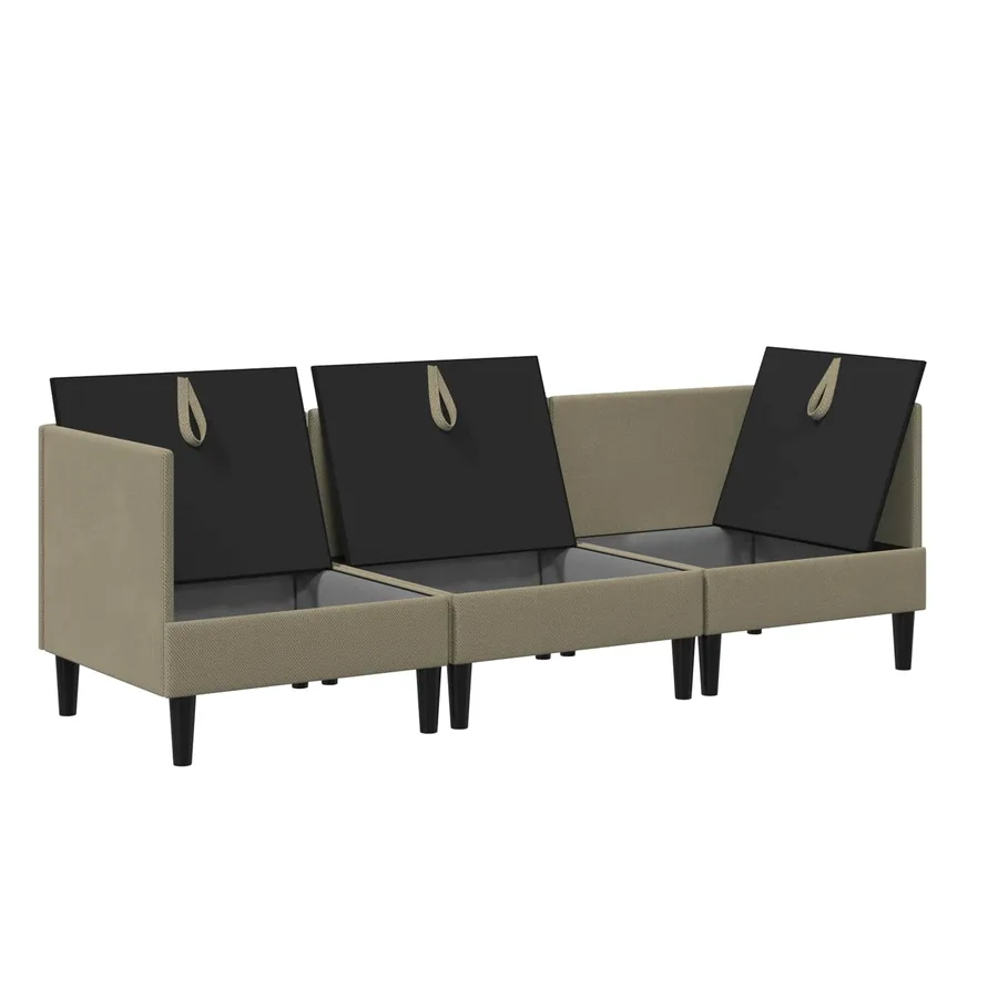 Ensemble de meubles pour le salon 3 pcs Kaki Tissu - 4