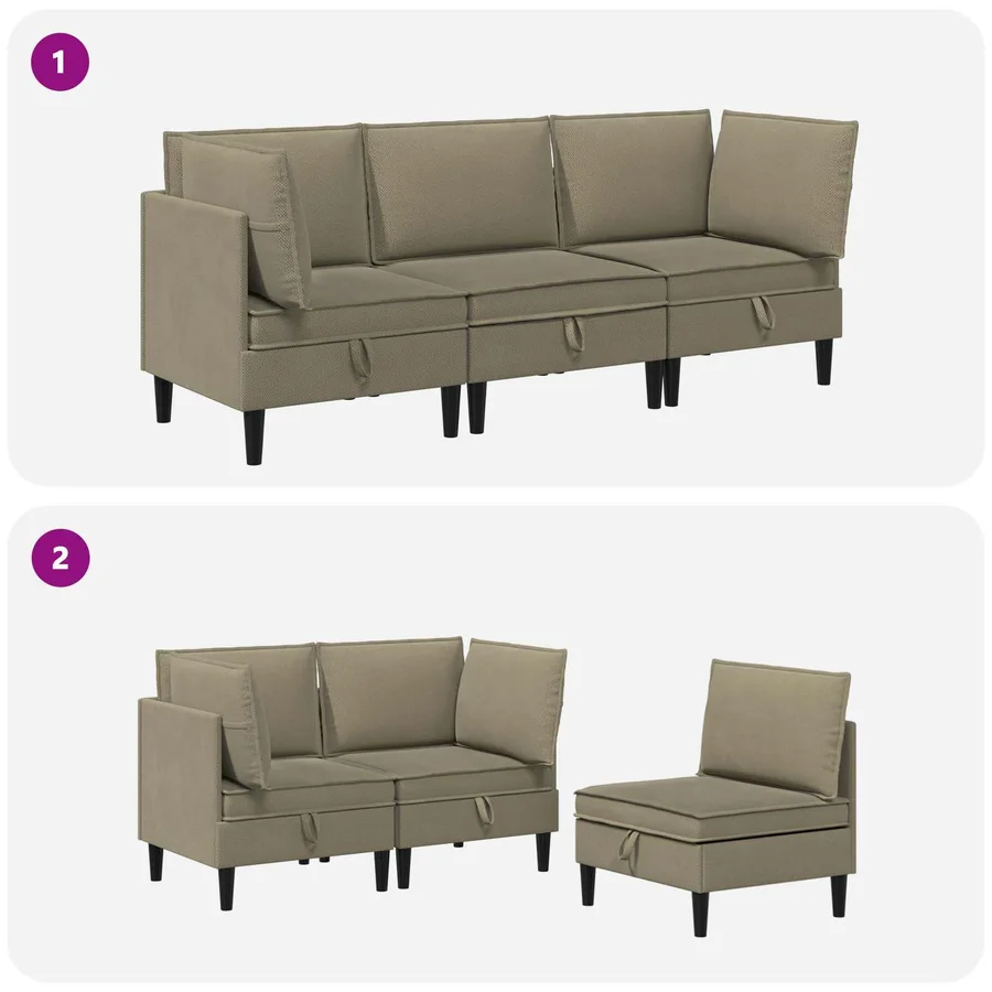 Ensemble de meubles pour le salon 3 pcs Kaki Tissu - 8