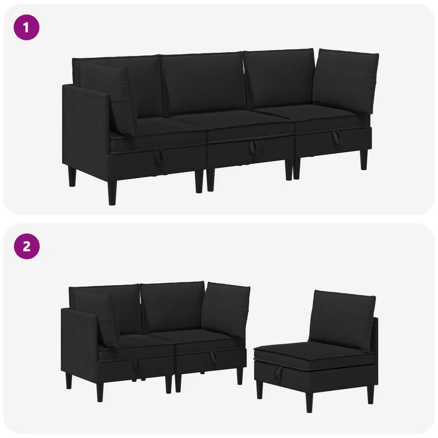 Ensemble de meubles pour le salon 3 pcs Noir Tissu - 10