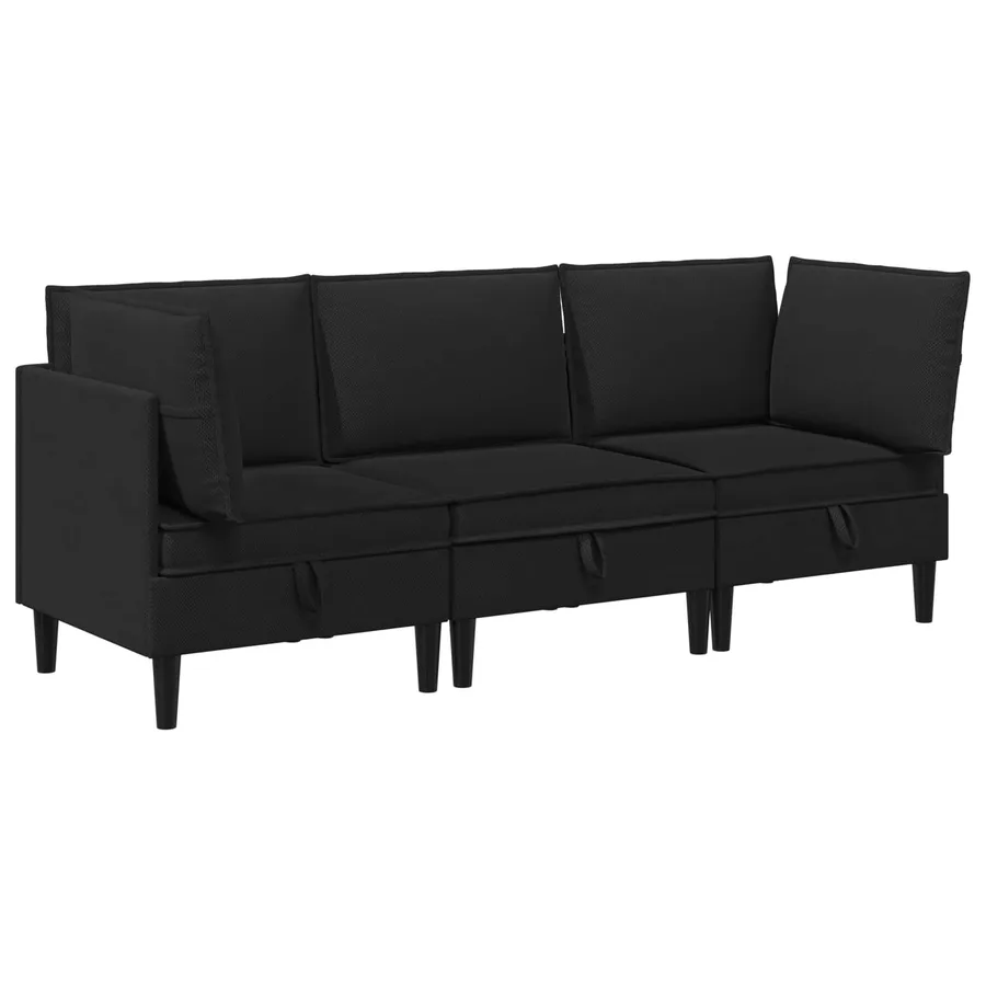 Ensemble de meubles pour le salon 3 pcs Noir Tissu - 2