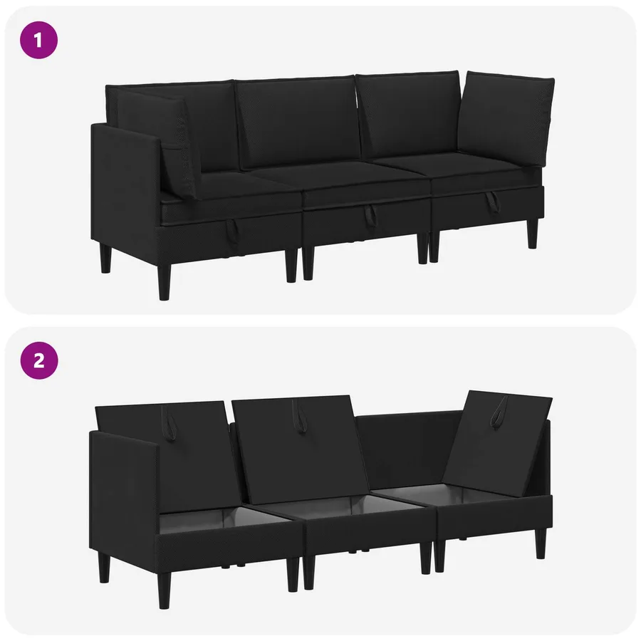 Ensemble de meubles pour le salon 3 pcs Noir Tissu - 9