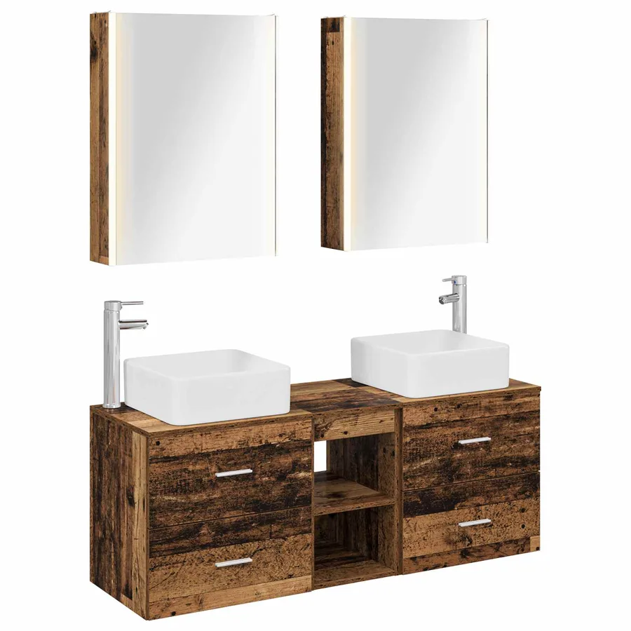 Ensemble de mobilier de salle de bain 5 pcs Bois ancien - 2