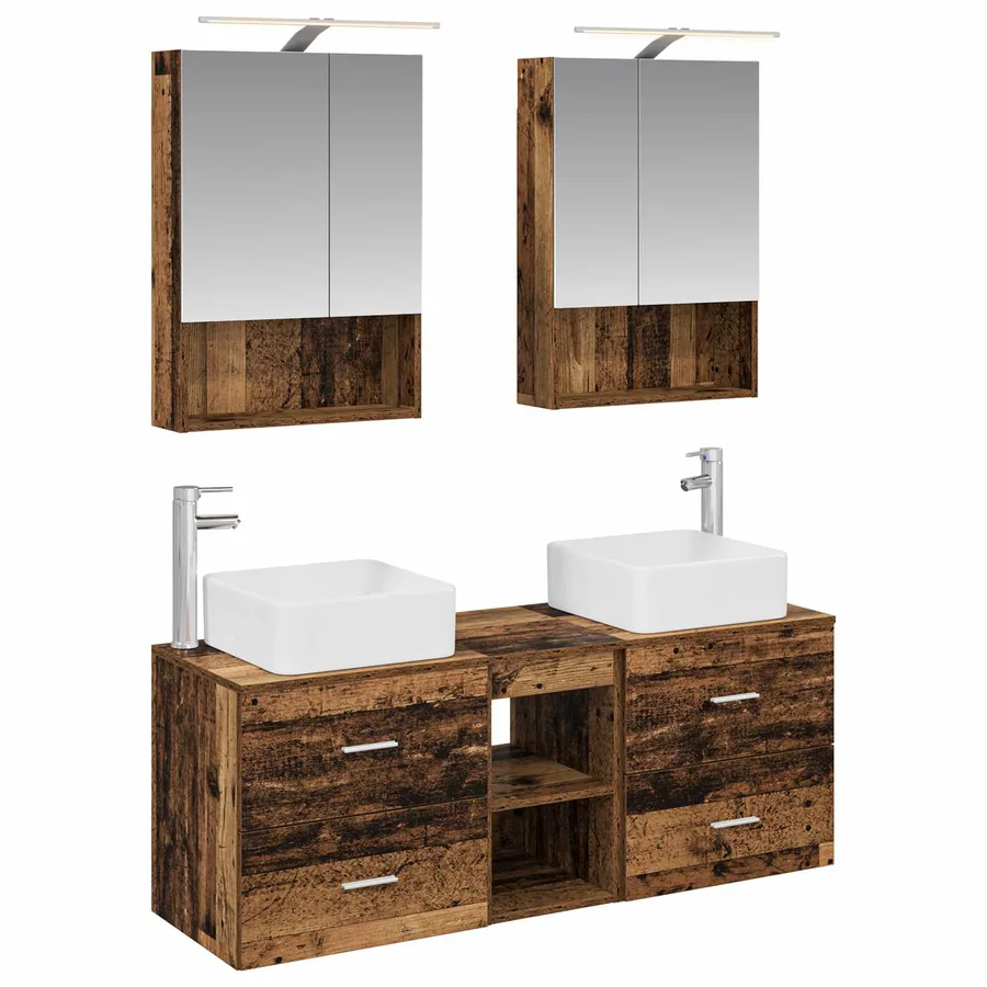 Ensemble de mobilier de salle de bain 5 pcs Bois ancien - 2