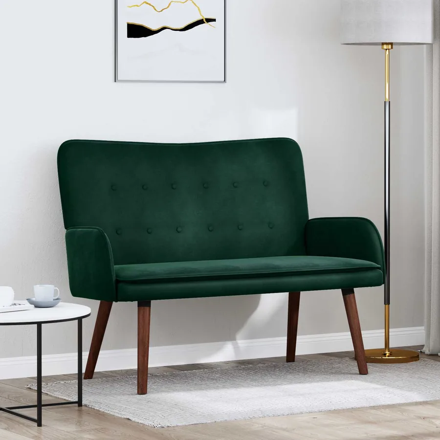 Sofa 2 places Vert foncé 115 x 61 x 87 cm Velours