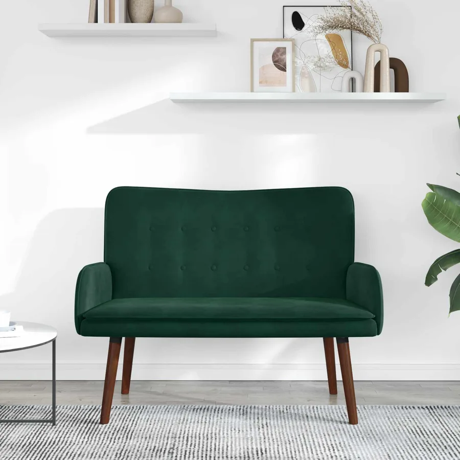 Sofa 2 places Vert foncé 115 x 61 x 87 cm Velours - 3