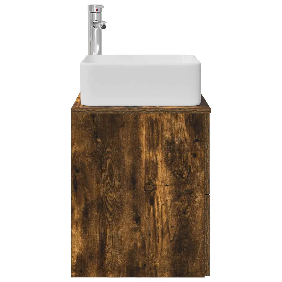 Vanité de lavabo mural Chêne fumé 49,5 x 41 x 63 cm - 4