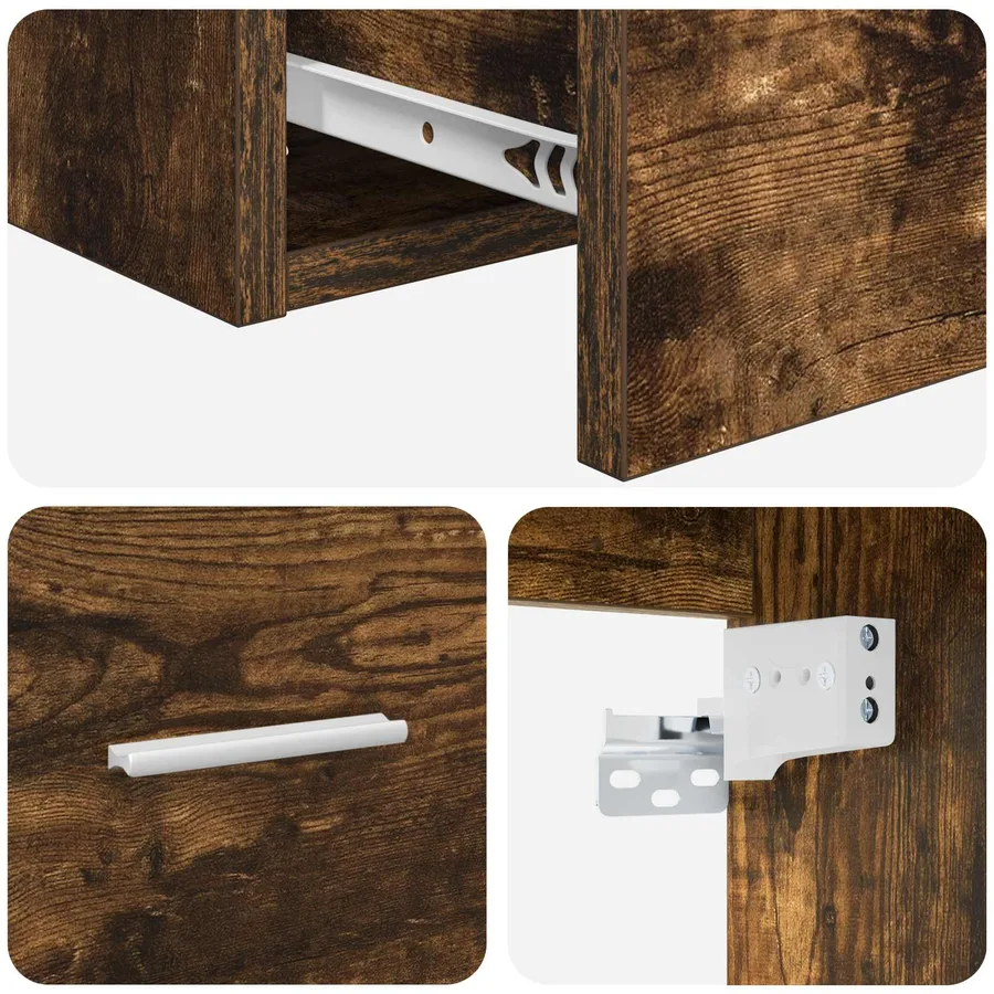 Vanité de lavabo mural Chêne fumé 49,5 x 41 x 63 cm - 6