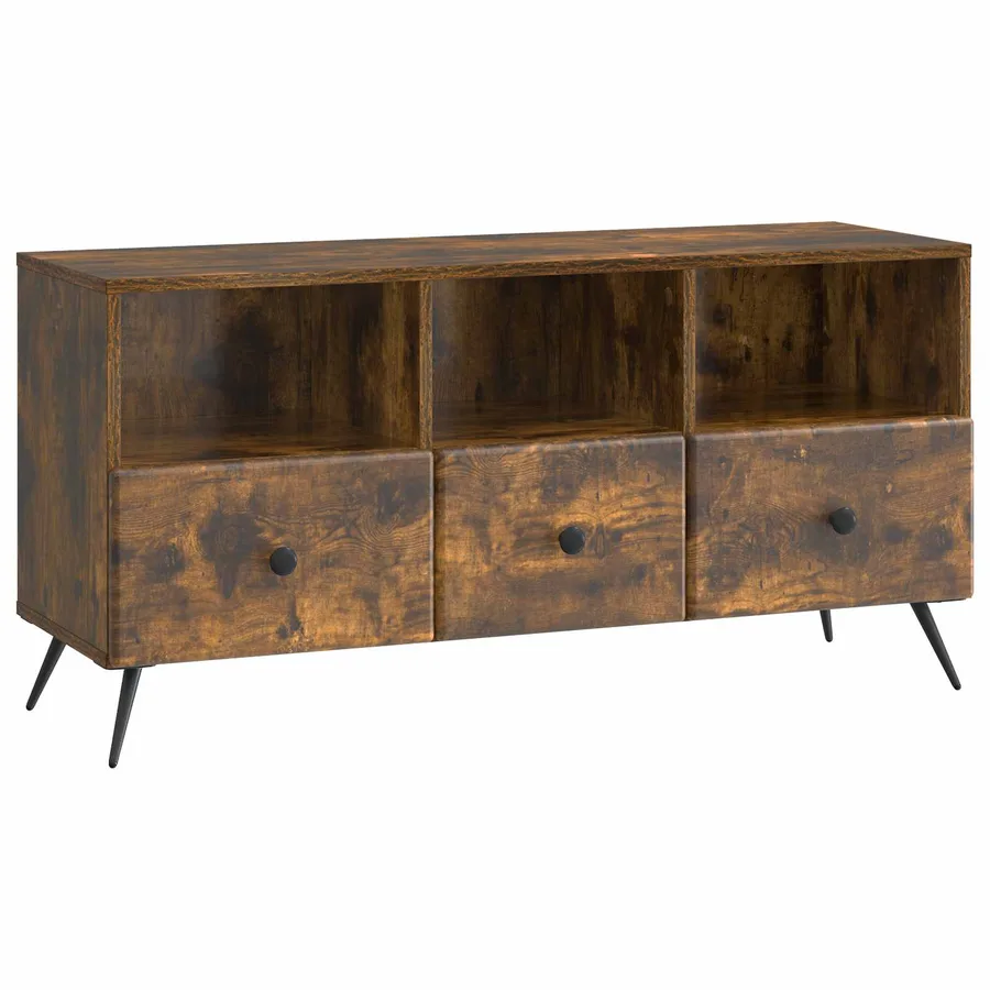 Meuble TV Chêne fumé 102 x 34,5 x 50 cm Bois d'ingénierie - 2